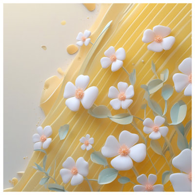 Édredon fleurs blanches sur jaune