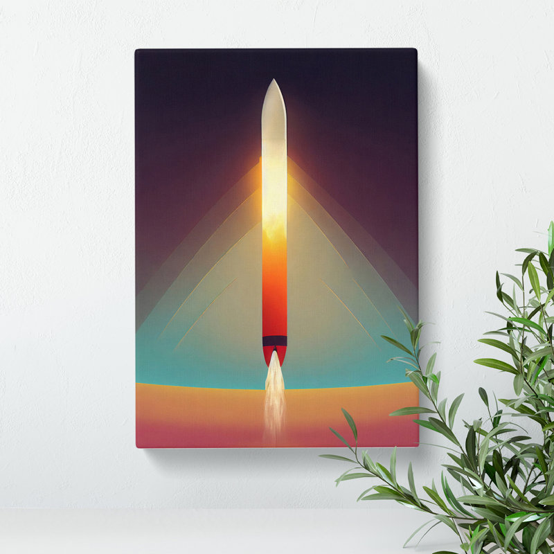 The Beaming Spaceship Rocket - Wrapped Canvas, 76cm H x 50cm W x 3cm D