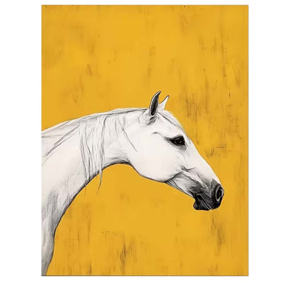 40*28，1pc Wooden Framed Canvas Abstract horse and sunrise oil painting on canvas, large original horse canvas wall painting, modern desert landscape p
