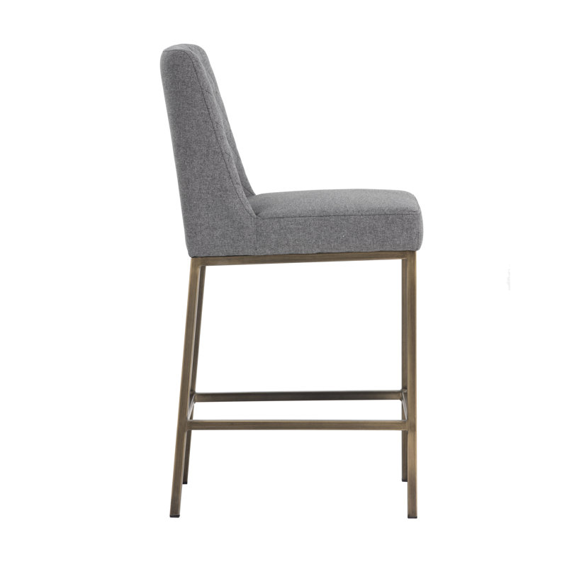 5West Upholstered Stool with Metal Frame, Dark Gray Performance Basketweave, Counter Stool (26" Seat Height)