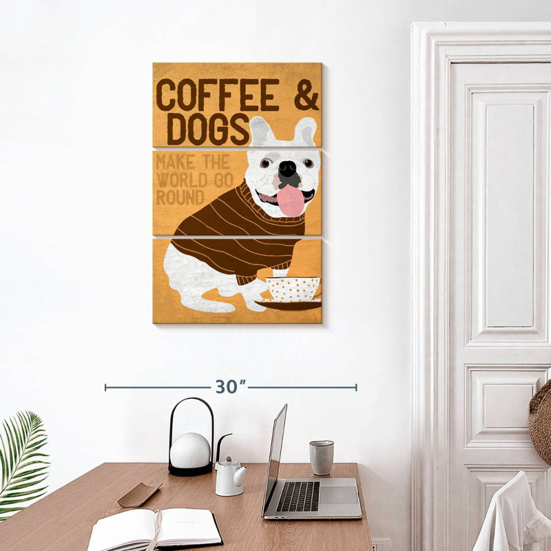 Coffee And Dogs French Bulldog, H 32" x l 20"