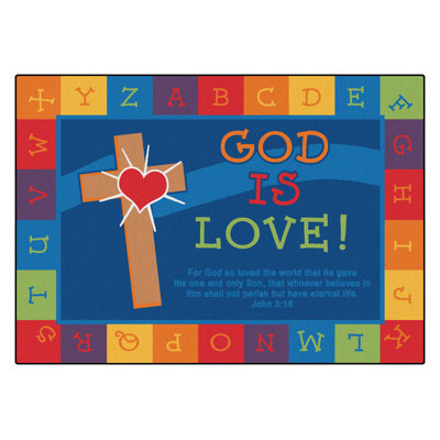 Tapis bleu capitonné God Is Love ABC Literacy Classroom