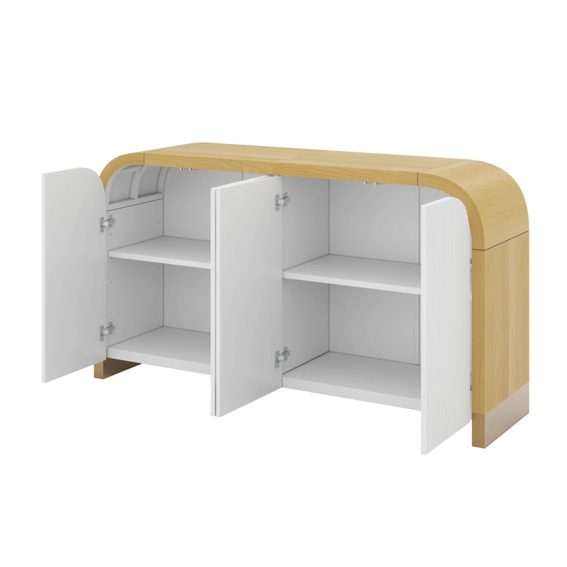 Armoire à panneau ondulé 4 portes avec tablette réglable, Blanc