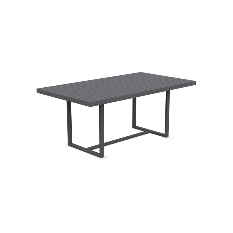Pavia Power Coated Aluminum Dining Table, Matte Charcoal, 43.5" W x 96.06" L x 29.13" H