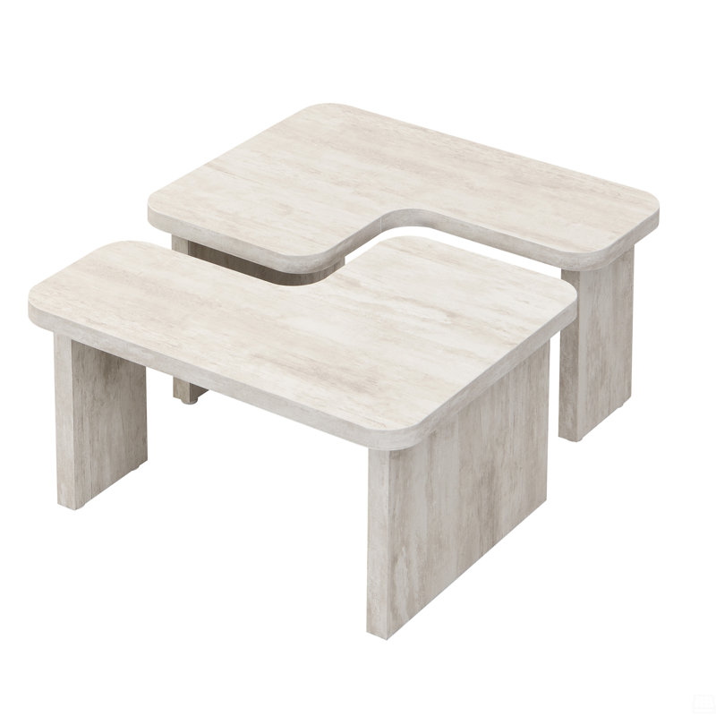 Rectangle Wood Detachable Coffee Table, White