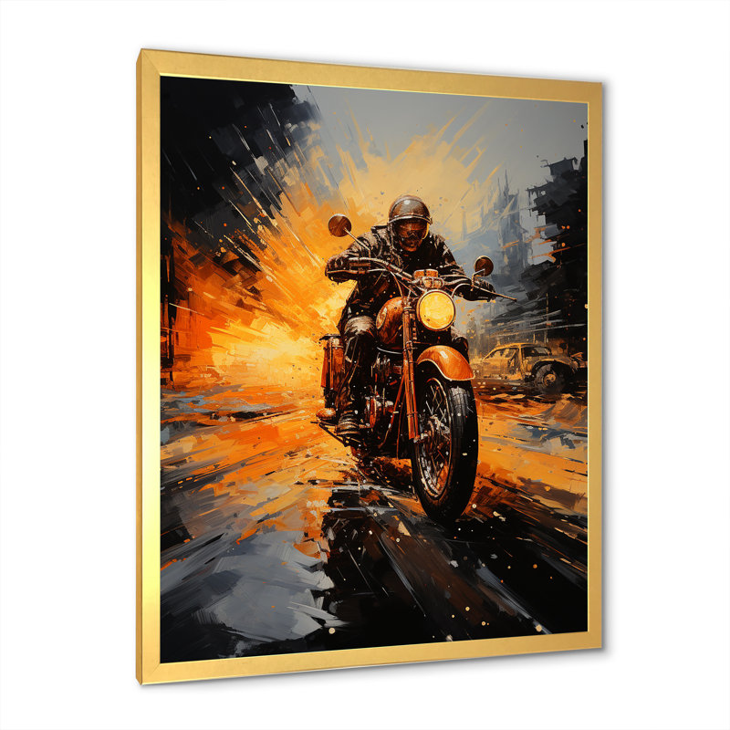 Yellow Dirt Bike Adventure, Cadre doré simple, H 32 po x l 16 po x P 1 po