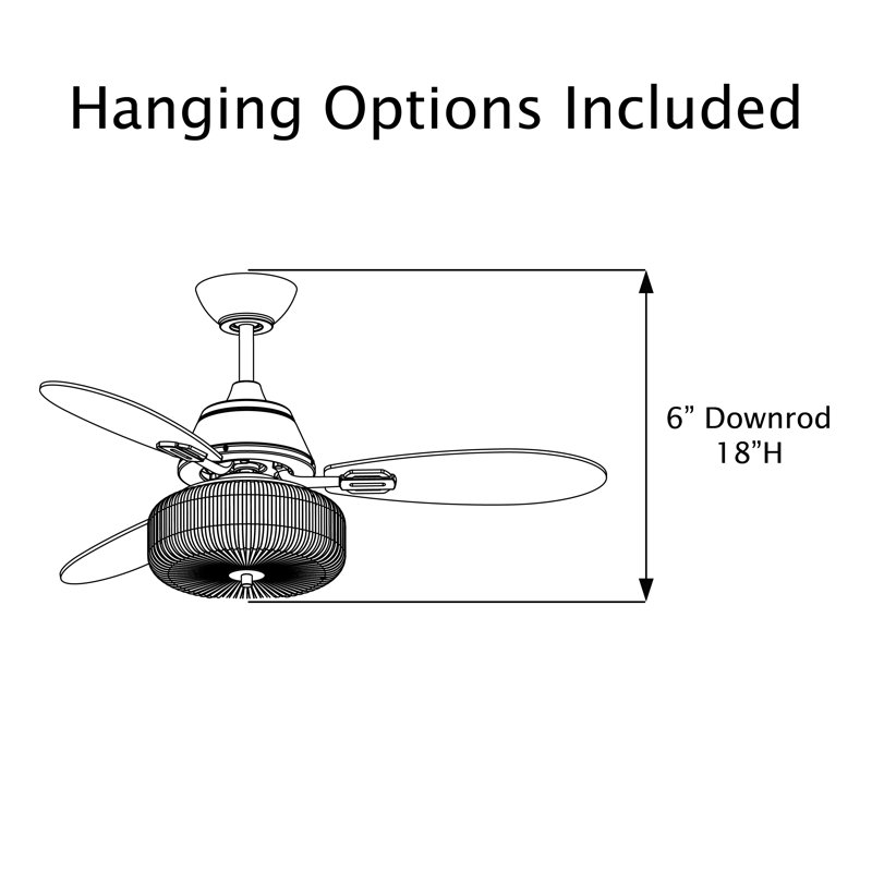 42"W Eliora LED Indoor Ribbed Glass Globe Ceiling Fan With Remote Control - House of Hampton®, Green