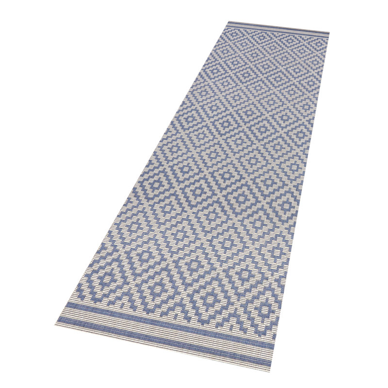 Meadow Flatweave Blue Rug, Runner 80 x 200cm