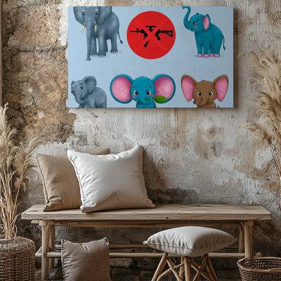 Toile une illustration vibrante et fantaisiste mettant en vedette divers éléphants dans différentes poses d'art et styles mettant en vedette leur art mural sur toile
