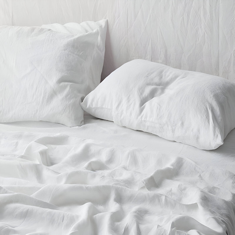 Linen Sheet Set Cotton 4 Piece Sheet Set Fitted Sheet Fits Upto 16" Deep Pocket, King Sheet Set