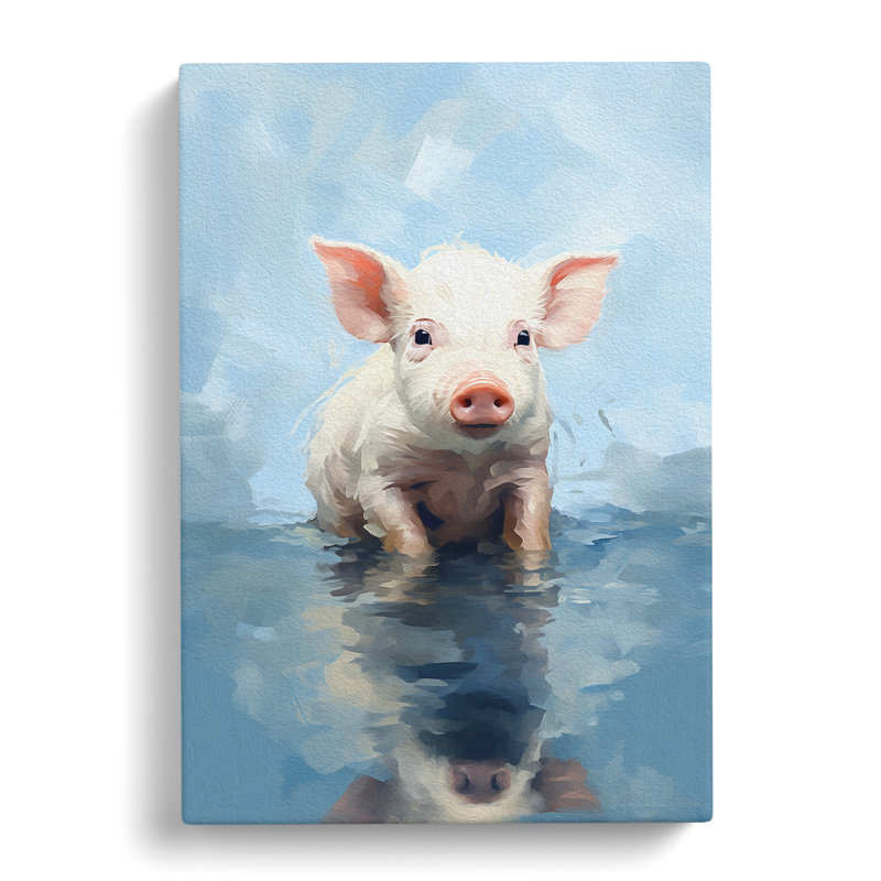 Pig Gestural - Wrapped Canvas, 60cm H x 40cm W x 3cm D