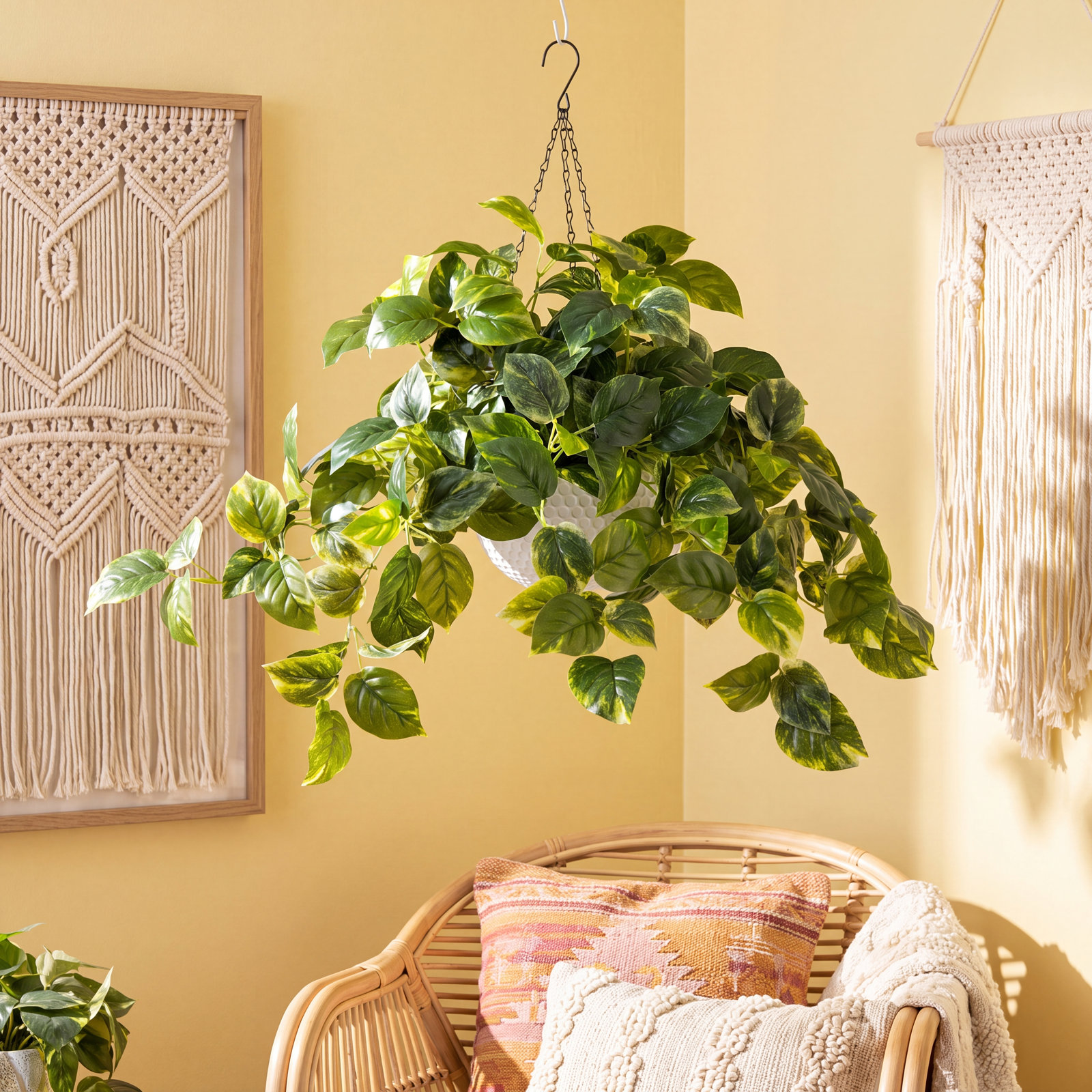 Bromborough 24" Pre-Lit Pothos Plant in Basket