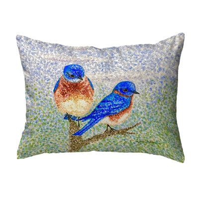 Oreiller non assorti deux oiseaux bleus