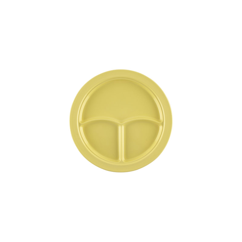 3 assiettes à 3 compartiments 10, ensemble de 4, Jaune