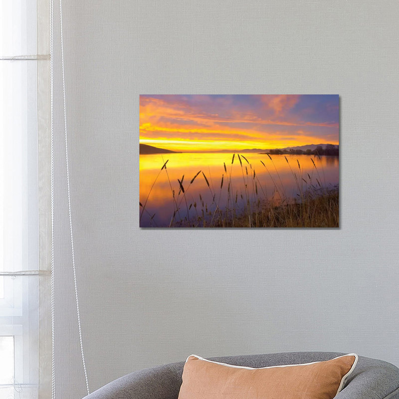 Sunrise At San Luis Reservoir, San Joaquin Valley, California by Tim Fitzharris - Wrapped Canvas Print