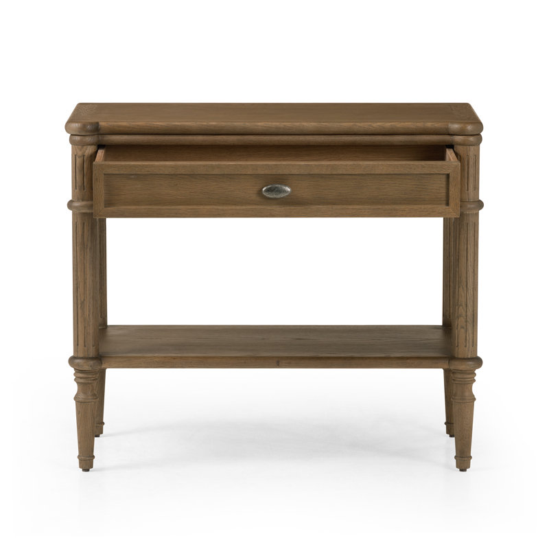 Toulouse 1 - Drawer Solid Wood Nightstand, Toasted Oak Veneer