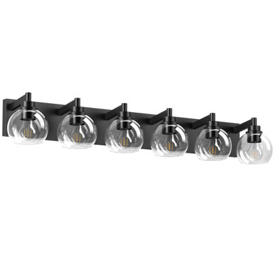 Farmhouse Bathroom Vanity Light Fixtures, 6-Light Bathroom Light Fixtures Over Mirror, Rustic Sconces Wall Lighting with Glass Shade for Living Room, Bedroom, Hallway