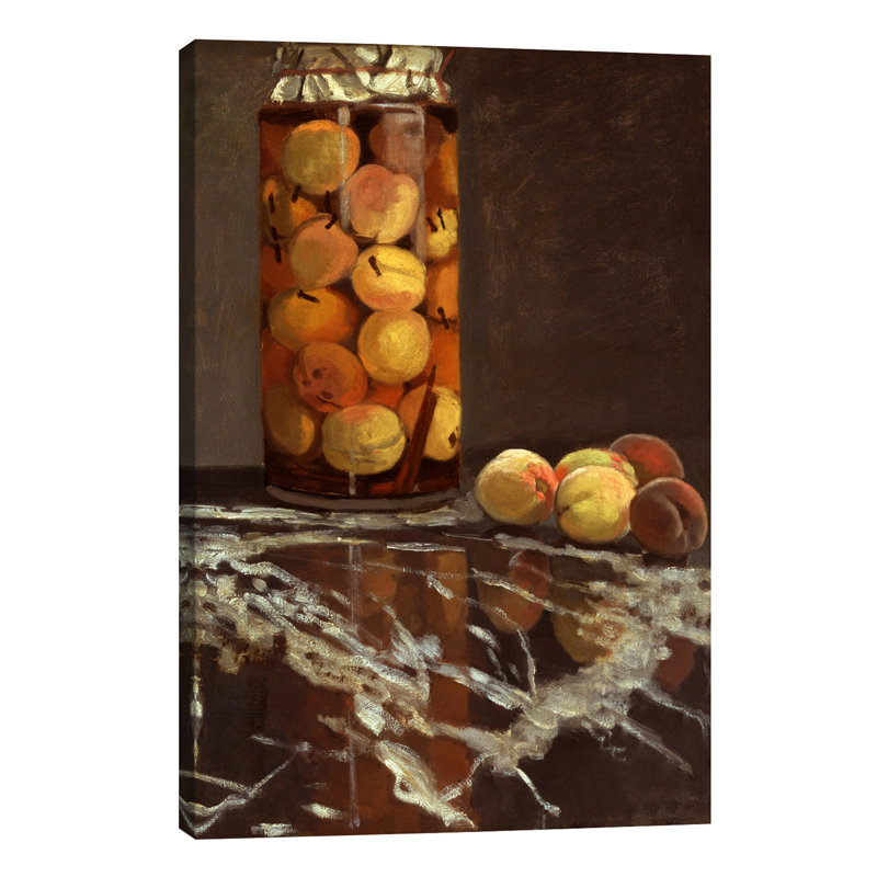 Jar Of Peaches (Das Pfirsichglas) by Claude Monet - Painting on Canvas, 101.6 cm H x 66.04 cm W x 3.175 cm D, Wrapped Canvas
