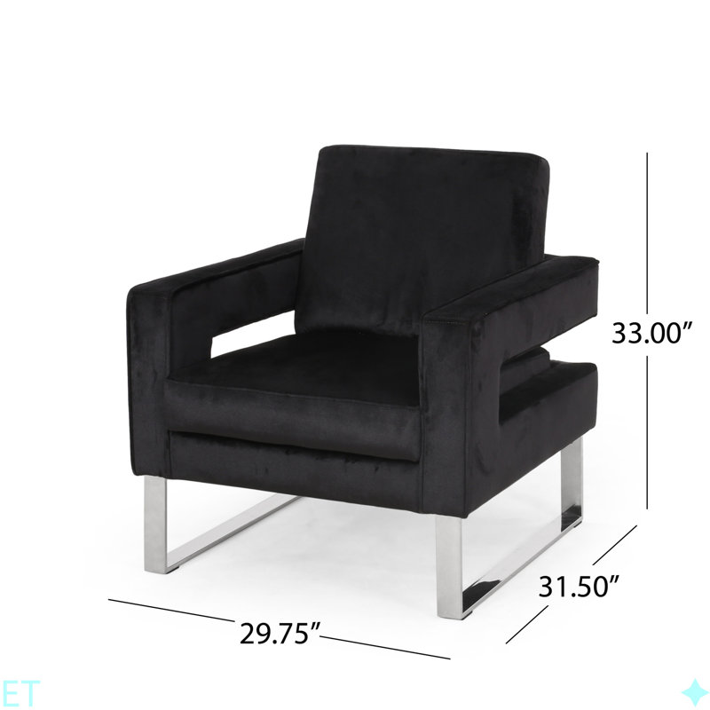 ARM CHAIR, Dazzling Silver Accents And Velvet Upholstery