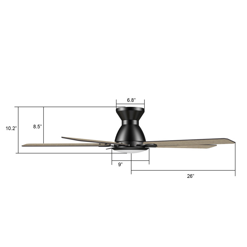 52'' Ceiling Fan with LED Lights, Black/Wood 