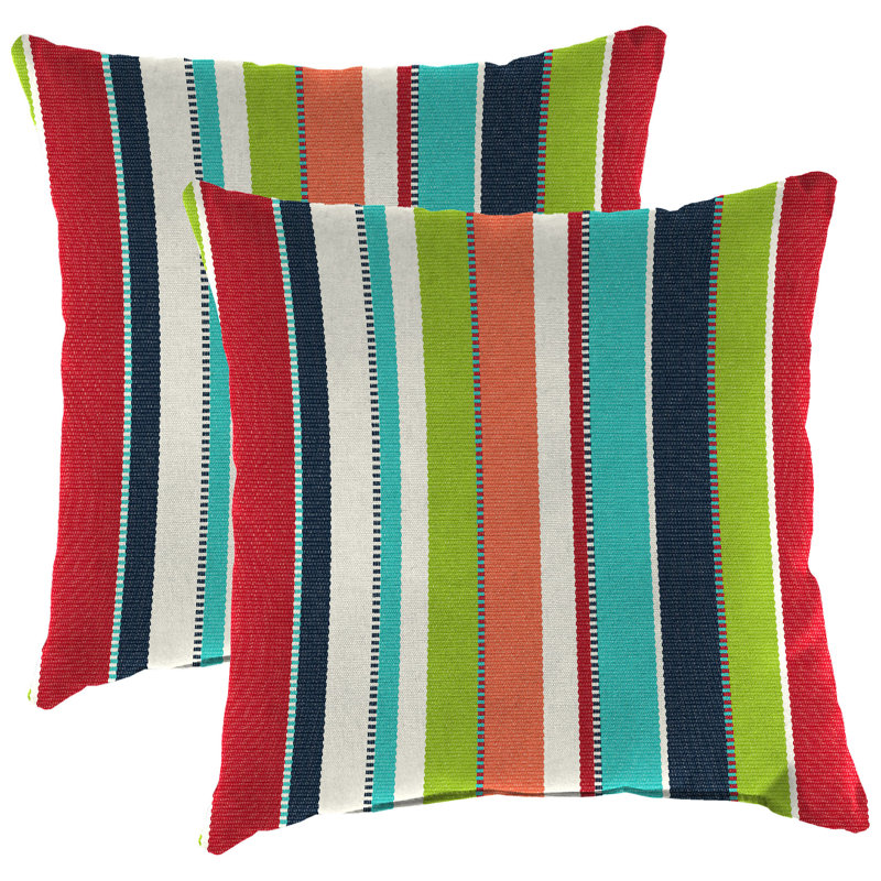 Sunbrella Outdoor Throw Pillow, Carousel Confetti Stripe Sunbrella®, 16" H x 16" W