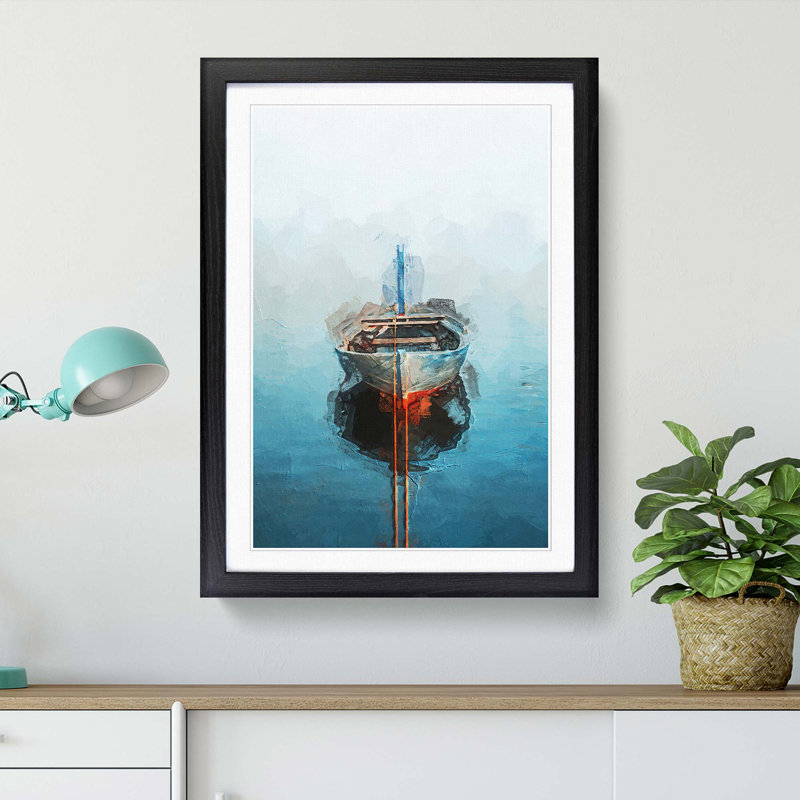 A Tethered Boat in Abstract - Framed Print, Black Framed, 33cm H x 24cm W x 2cm D