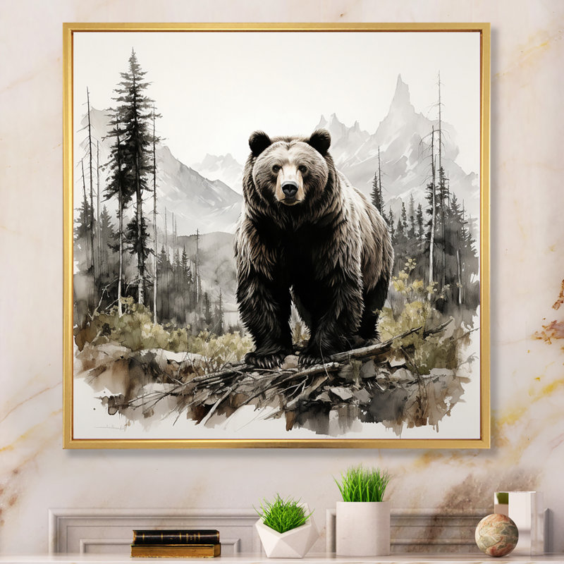 «Bear Wild Majesty II», reproduction d'art sur toile, Doré, H 36 po x l 36 po, Picture Framed