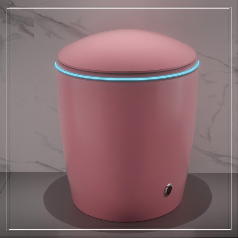 Unique Smart Toilet With Bidet Built In, Intelligent One Piece Toilet For Modern Bathroom, Auto Open/Close Seat, Foot Sensor, LED Display,Night Light, Warm Water & Dryer,Pink