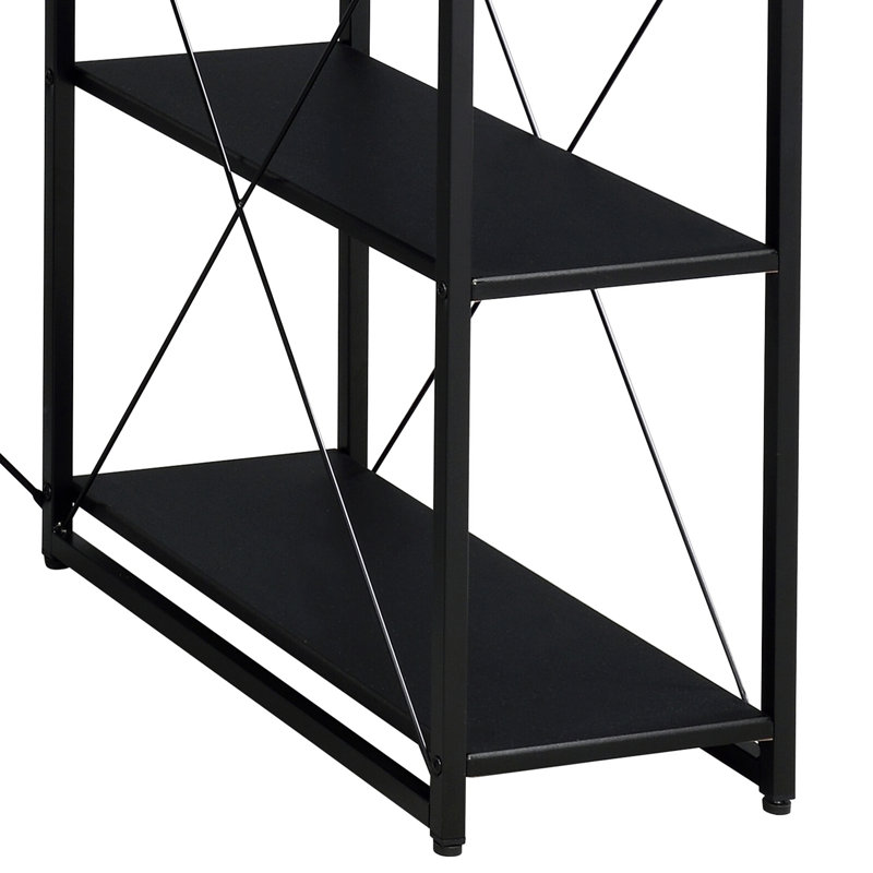 Bureau noir avec tablettes ouvertes et huche, Noir