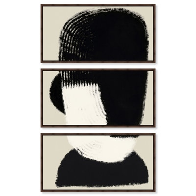 Ensemble d'art bohème minimaliste « Graphite Presence » sur toile, par Art Remedy, châssis entoilé, 40 x 20 pouces.