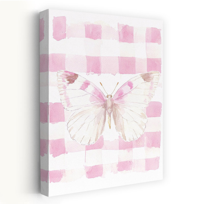 Impression sur toile rose vichy papillon, H 60 po x l 40 po