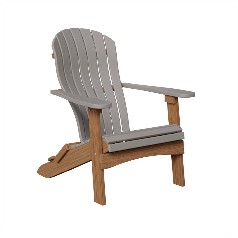 Berlin Gardens Contour Folding Adirondack Chair, Light Gray with Antique Mahogany