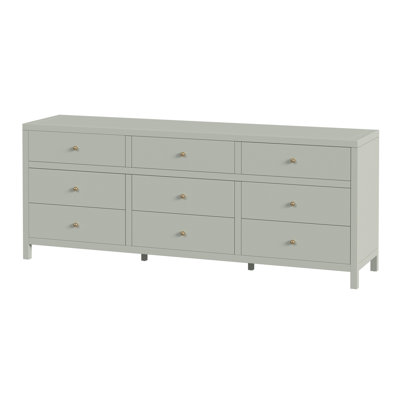 Celine 84 in. W Rectangular Wood 9 Drawer Dresser, Sage Green