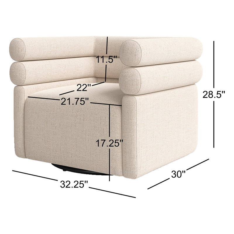 Evie Swivel Chair-Hampton Cream, Cream Polyester Blend