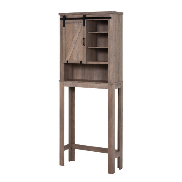 Over-the-Toilet Spacesaver Bathroom Storage with Sliding Barn Door