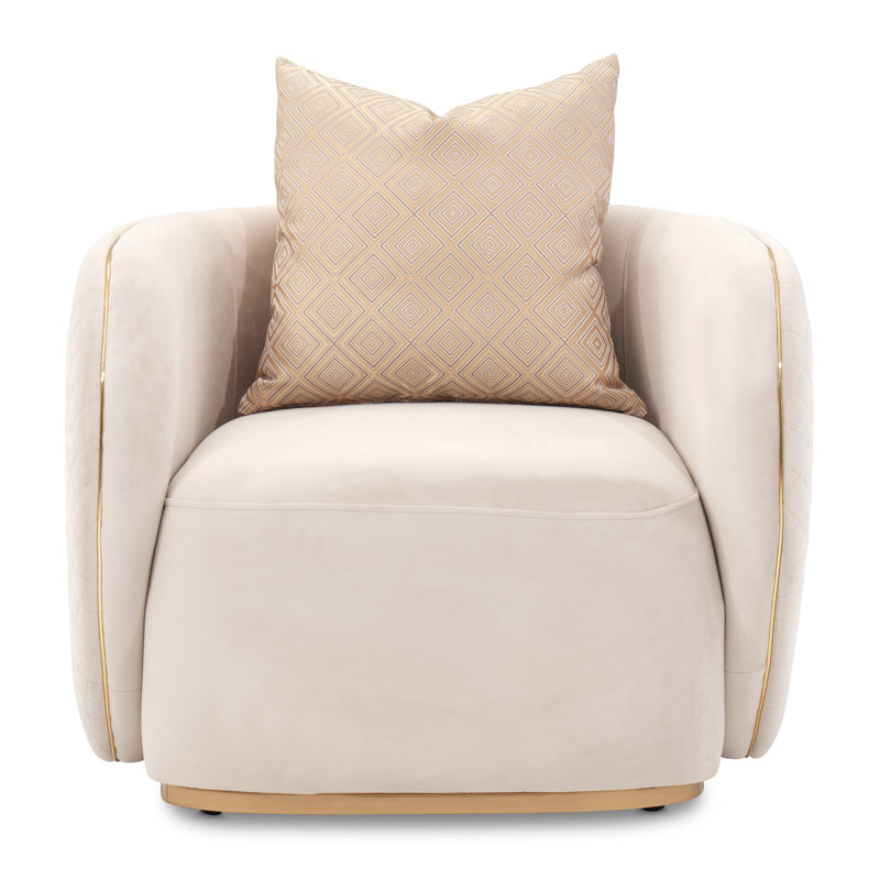 Ariana Velvet Barrel Accent Chair - Beige, Beige Velvet