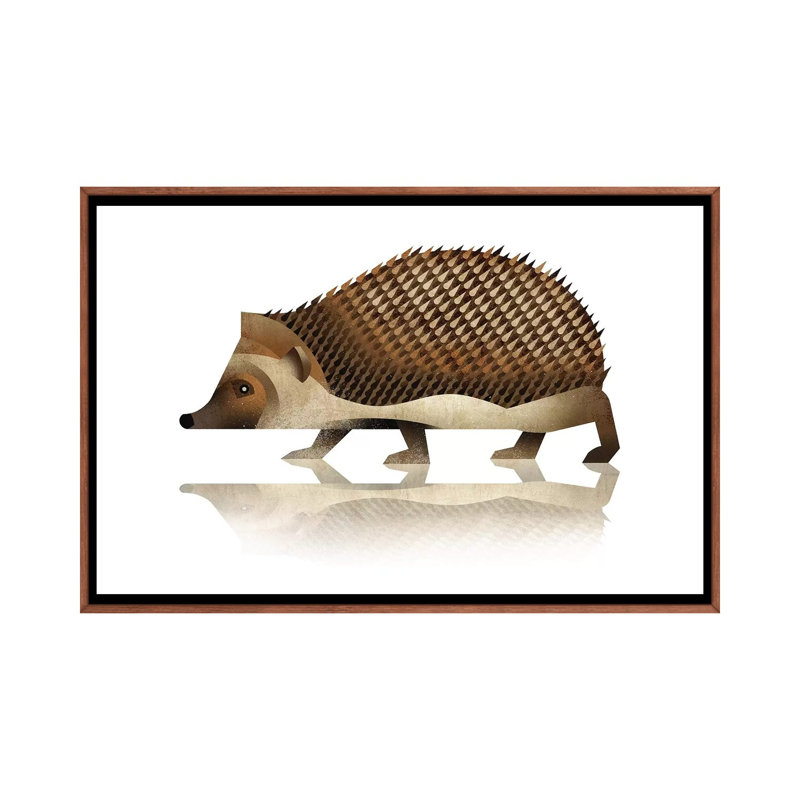 Hedgehog by Dieter Braun - Print on Canvas, 101.6 cm H x 66.04 cm W, Classic Brown Wood Framed