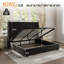 Lit de rangement relevable hydraulique Leesburg King, lit à oreilles tapissier avec tête de lit capitonnée Channel, noir-1340483651-1340483677