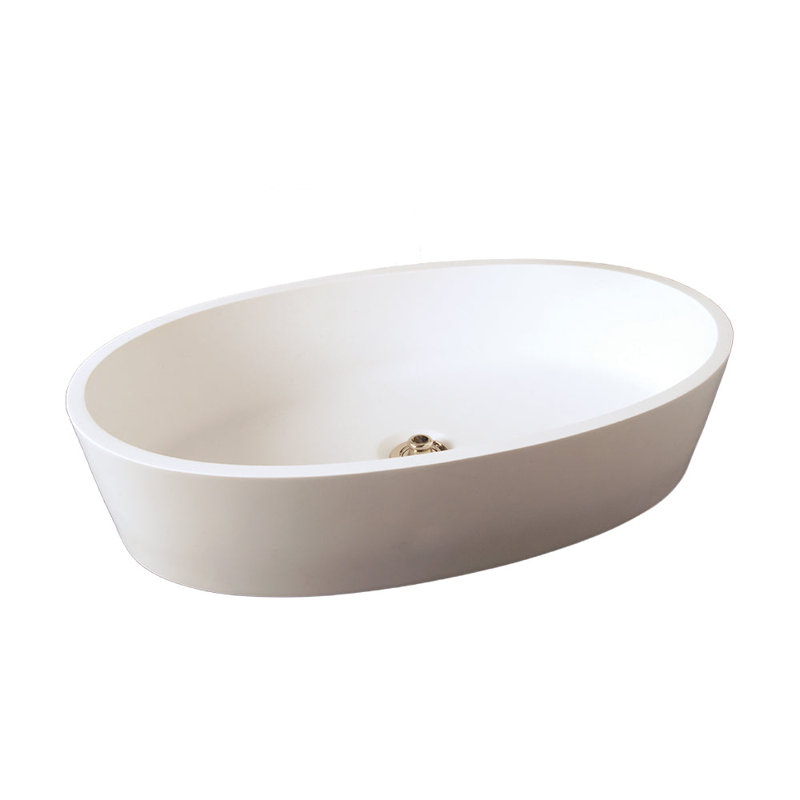 Oval Solid Surface Acrylic Sink in Matte White