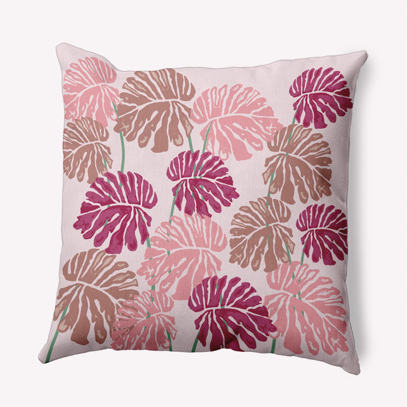 Coussin décoratif en polyester floral, H 16 po x l 16 po, Carré