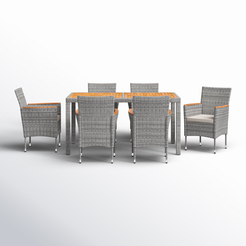 Callan Rectangular 6 - Person 59.05" Long Dining Set with Cushions, Gray