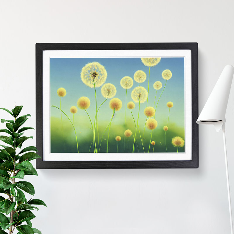 Sweet Dandelion Flowers - Single Picture Frame Painting, Black, 46cm H x 64cm W x 2cm D
