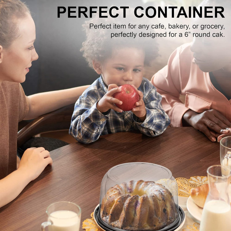 PET Plastic Round Cake Containers 6" - Plastic Bakery Boxes 5pc