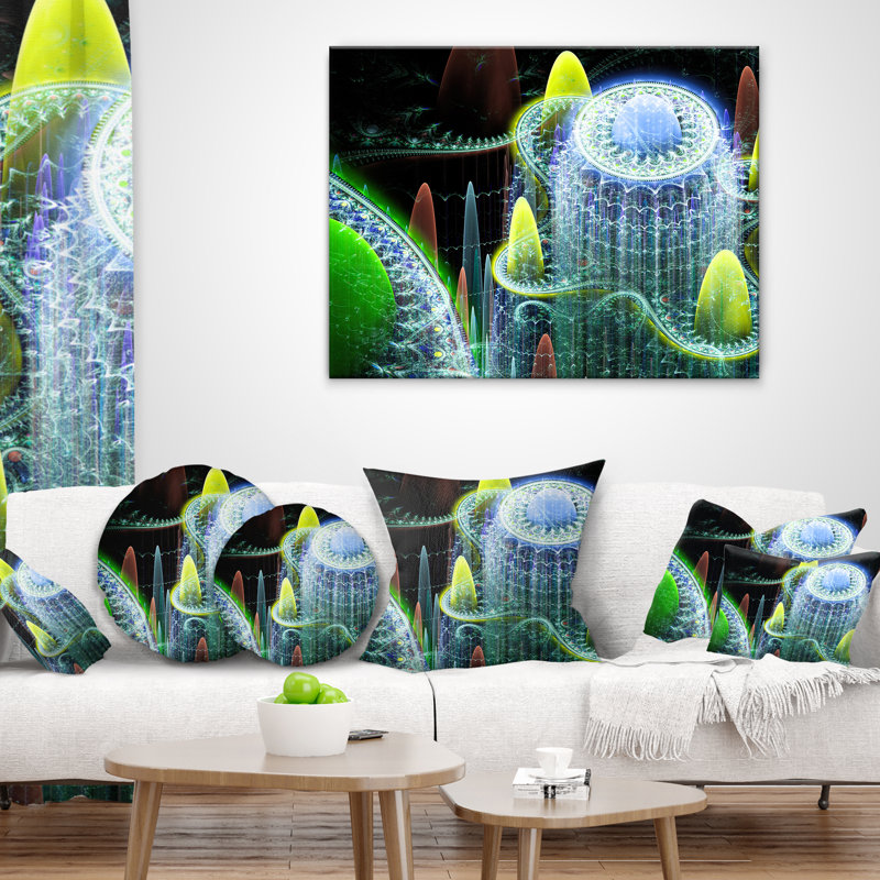  Coussin Abstract World of Infinite Fractal, 16 po x 16 po, Coussin décoratif