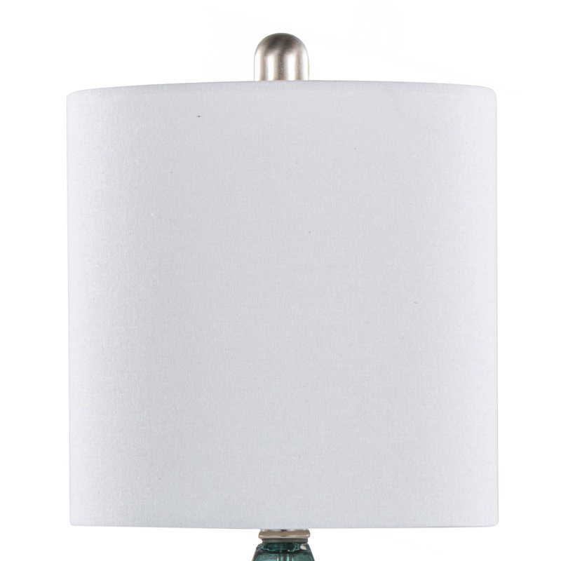 Lampe de table Bottega 22 po en verre saphir bleu, nickel brossé et toile de lin blanche de Grandview Gallery - ensemble de 2
