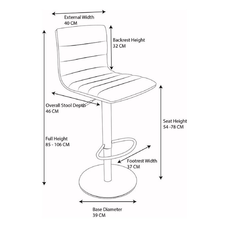 Denmark Swivel Upholstered Adjustable Height Counter Stool with Metal Frame, White