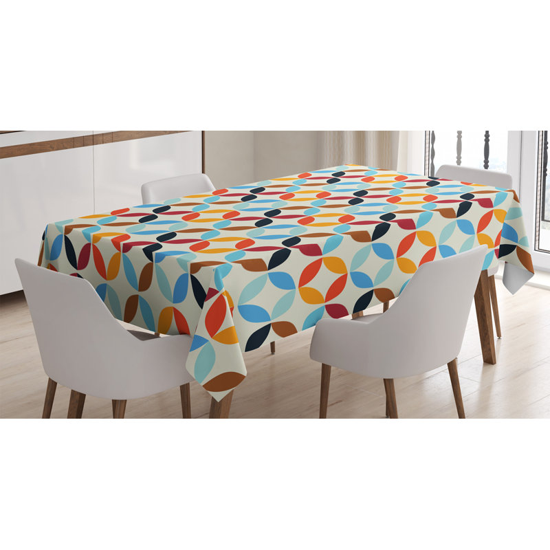 Circle Tablecloth, Blue/Black, 84" L x 60" W