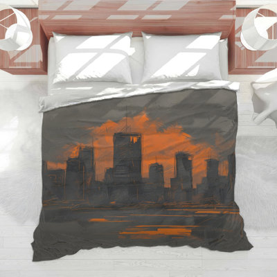 Orange City Skyline Comforter