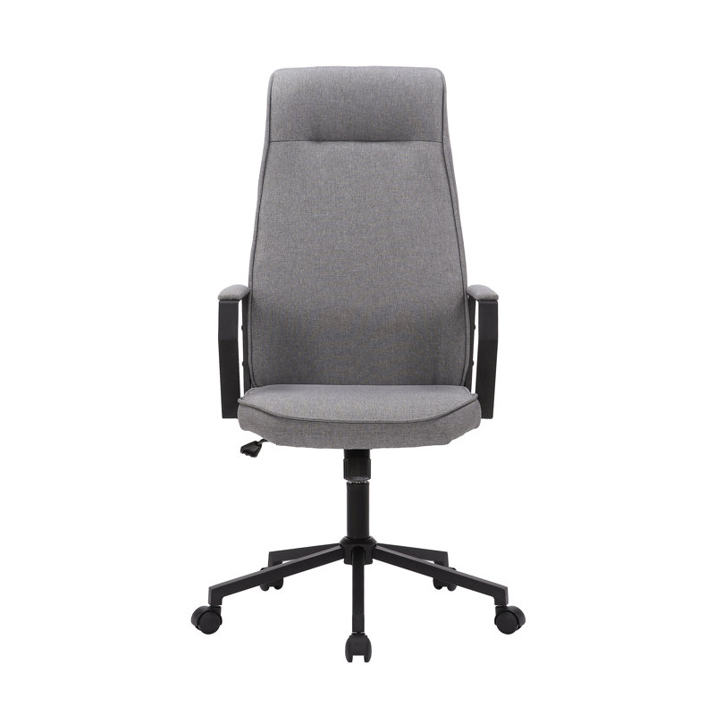 Linen Office Chair with Headrest, Grey