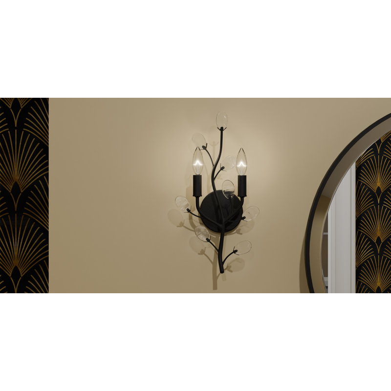 Heiress 2-Light Bronze Wall Sconce, Matte Black